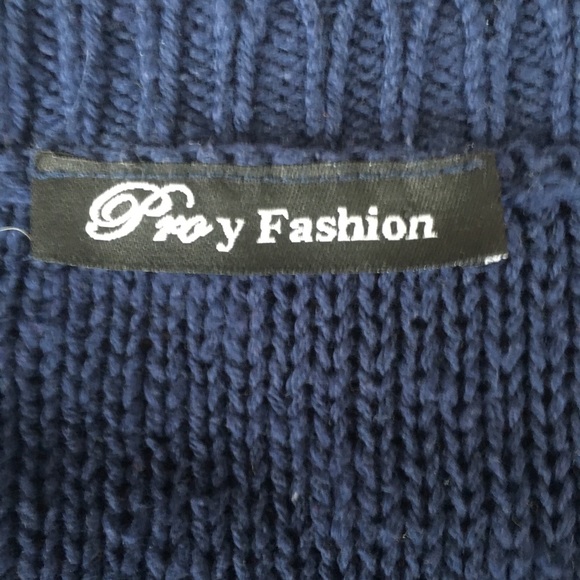 Pro Y Fashion Blue Knit Sweater - Picture 4 of 4